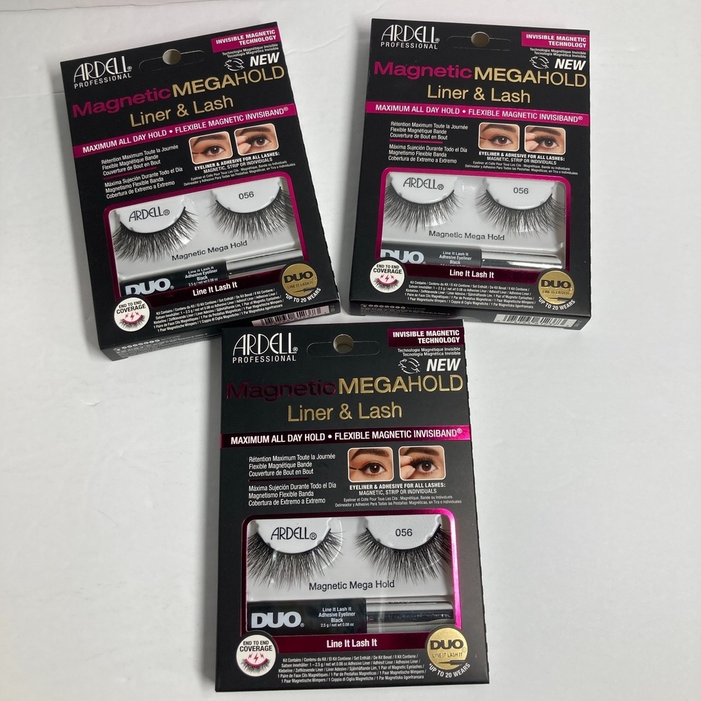 Ardell Magnetic MegaHold Liquid Liner & Lash 056 Flexible Invisiband Lot of 3
